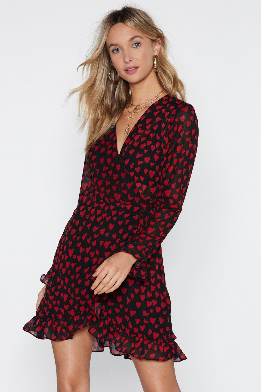 A Good Place to Heart Wrap Dress | Nasty Gal